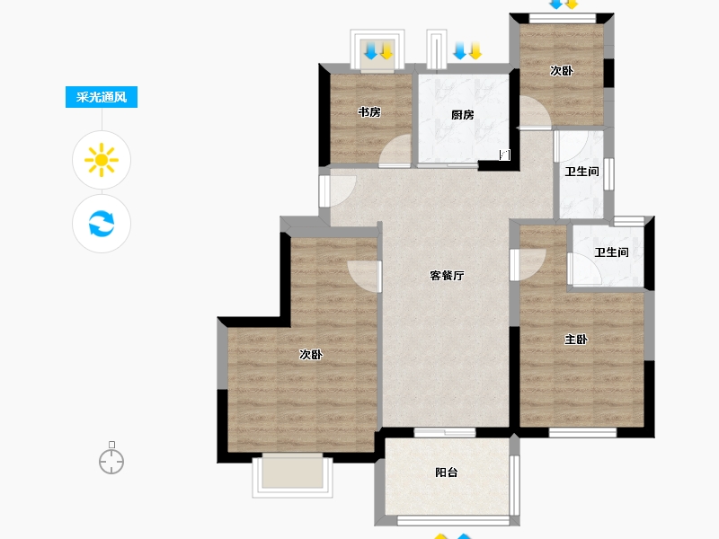 福建省-厦门市-厦门远洋风景-76.80-户型库-采光通风