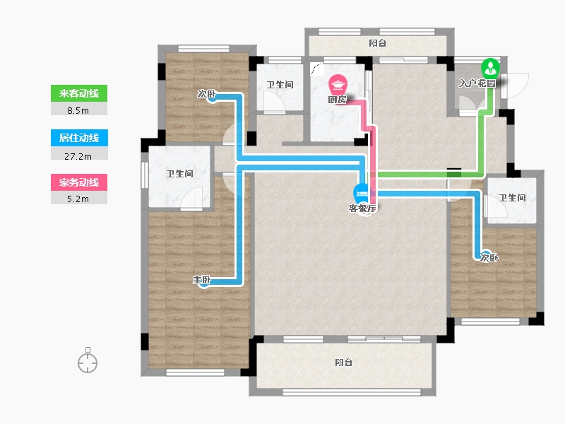 湖南省-长沙市-青竹湖曦园-133.52-户型库-动静线