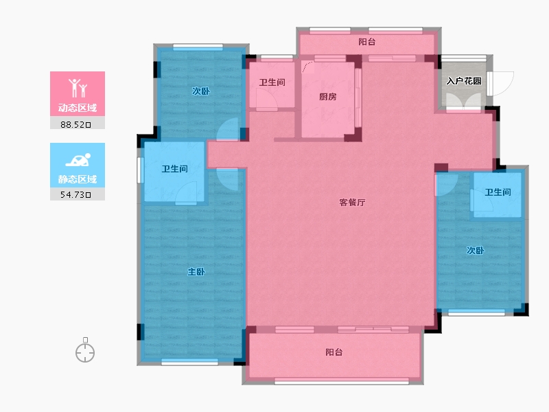 湖南省-长沙市-青竹湖曦园-133.52-户型库-动静分区