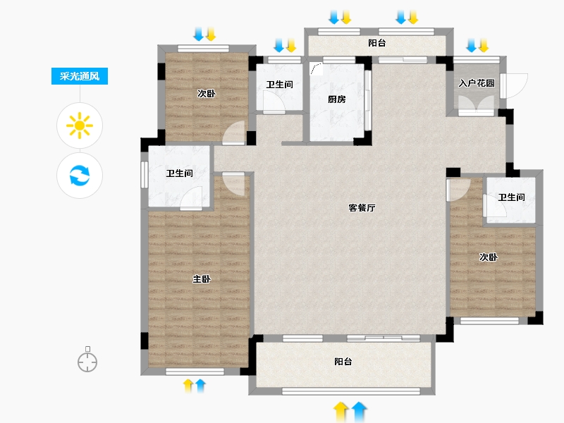 湖南省-长沙市-青竹湖曦园-133.52-户型库-采光通风