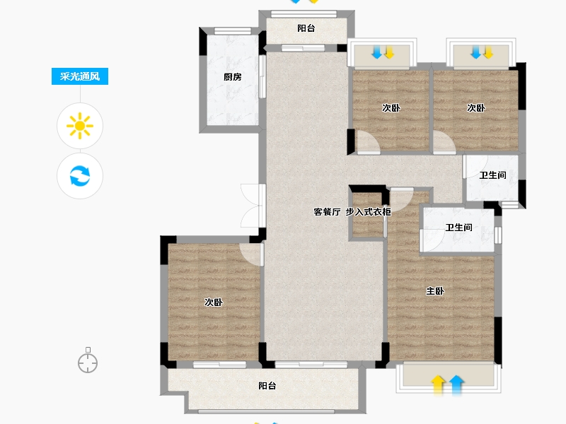 湖北省-武汉市-融侨方圆-110.07-户型库-采光通风