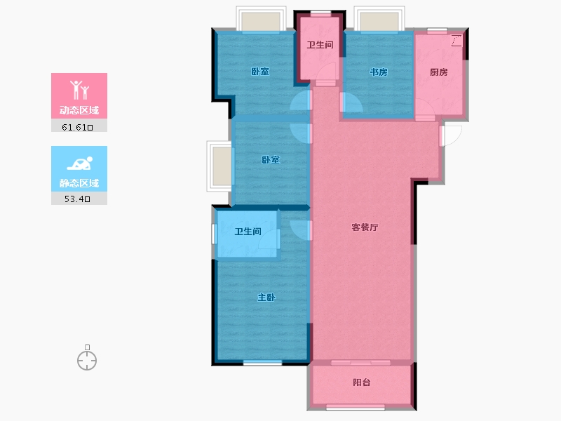 湖南省-长沙市-恒泰芙蓉悦府-102.40-户型库-动静分区