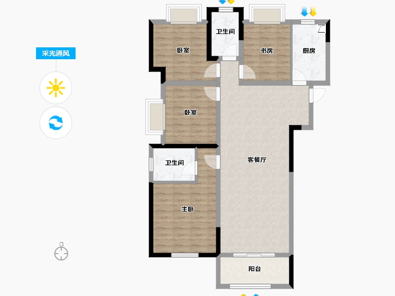 湖南省-长沙市-恒泰芙蓉悦府-102.40-户型库-采光通风