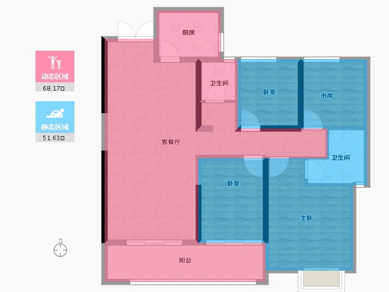 湖南省-长沙市-国欣向荣府-107.20-户型库-动静分区