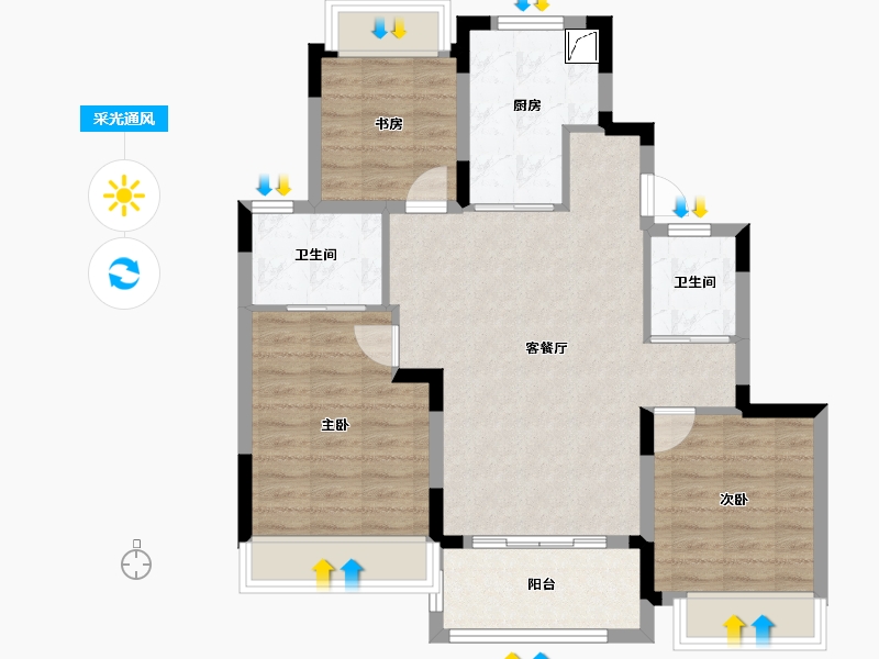 上海-上海市-四季都会月城西-81.60-户型库-采光通风