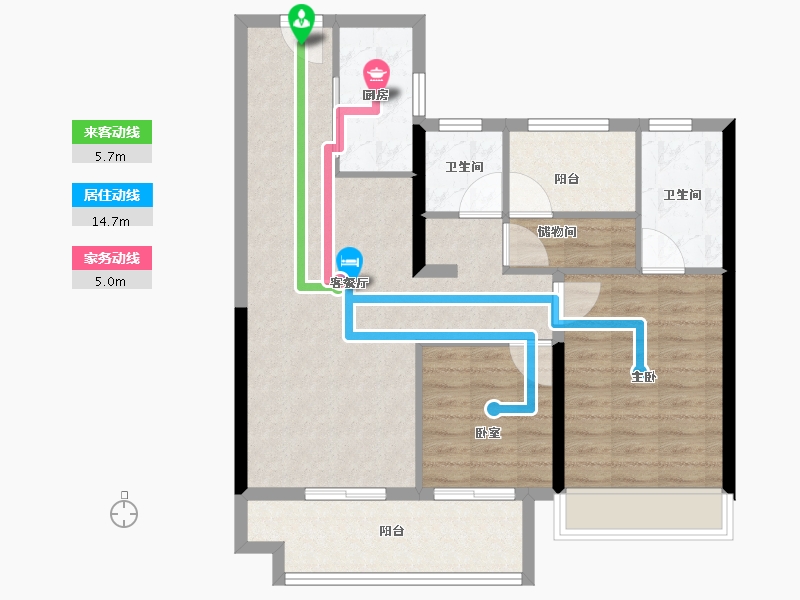 湖南省-长沙市-卓越伊景苑-84.80-户型库-动静线