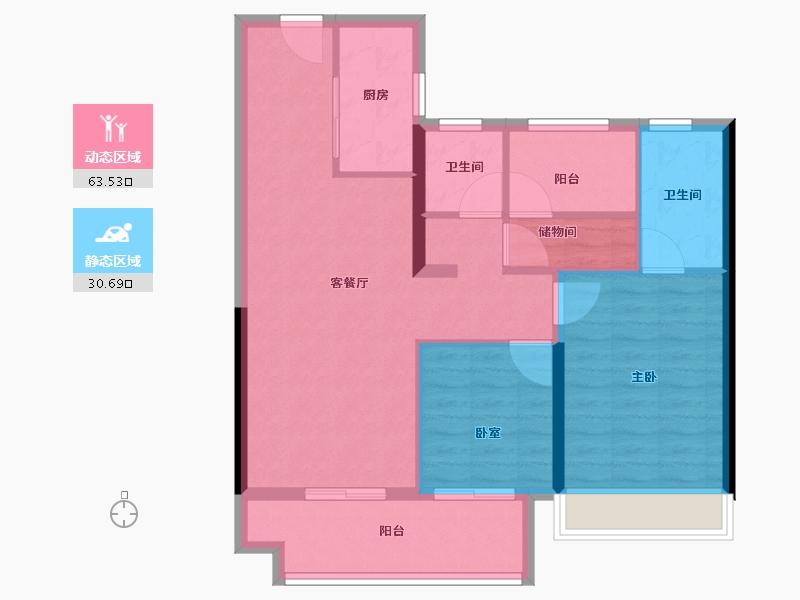 湖南省-长沙市-卓越伊景苑-84.80-户型库-动静分区