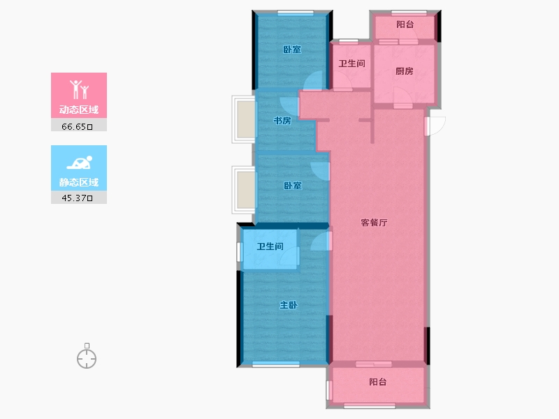 湖南省-长沙市-恒泰芙蓉悦府-100.42-户型库-动静分区