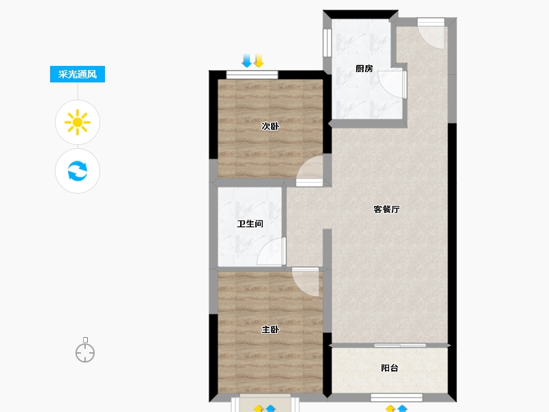 内蒙古自治区-包头市-富力尚悦居-72.00-户型库-采光通风