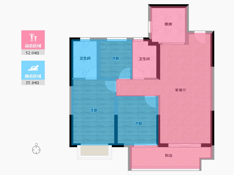 湖北省-武汉市-融创首创国际智慧生态城市-78.67-户型库-动静分区