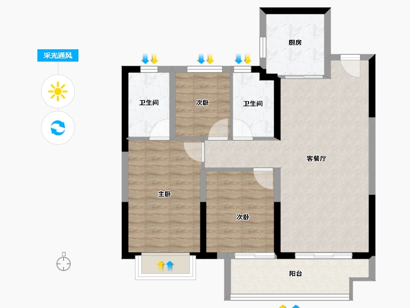 湖北省-武汉市-融创首创国际智慧生态城市-78.67-户型库-采光通风