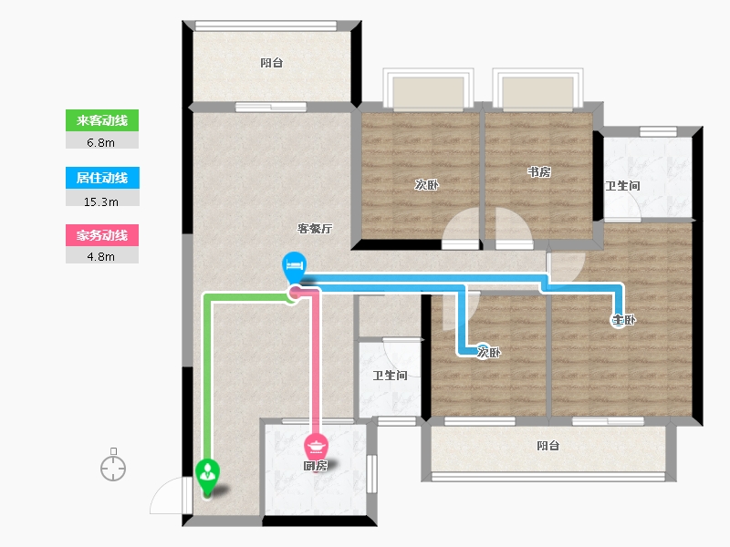 湖南省-长沙市-国欣向荣府-108.81-户型库-动静线