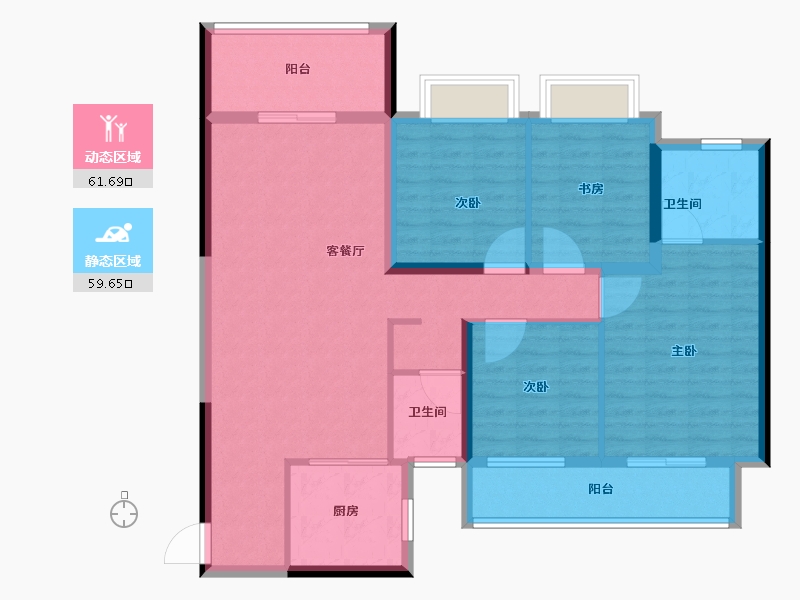 湖南省-长沙市-国欣向荣府-108.81-户型库-动静分区