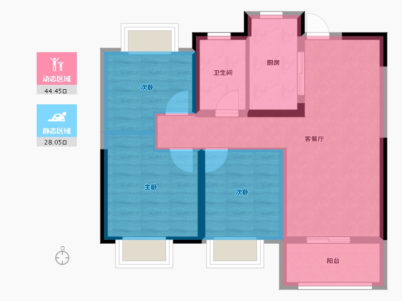 湖北省-武汉市-保利星河九洲-63.97-户型库-动静分区