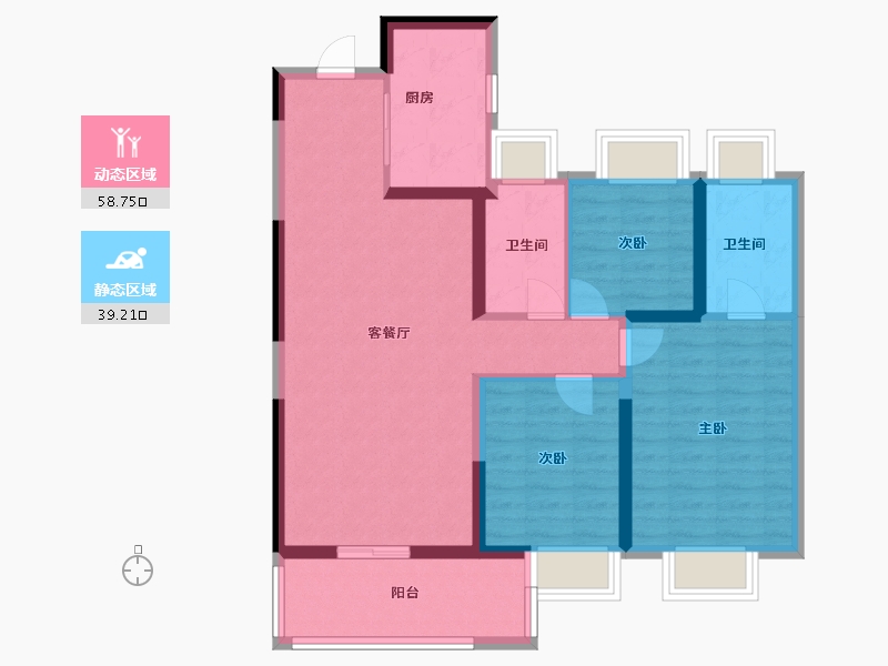 湖北省-武汉市-保利星河九洲-87.20-户型库-动静分区