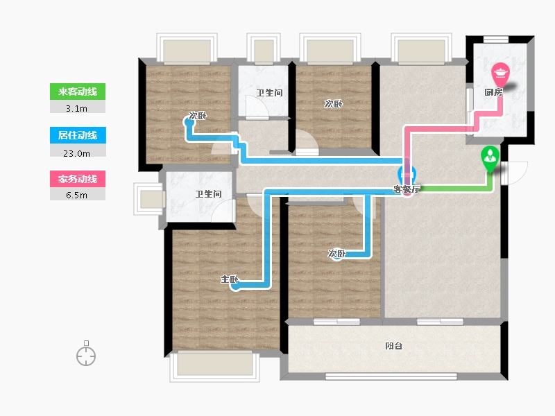 湖北省-武汉市-保利星河九洲-111.96-户型库-动静线