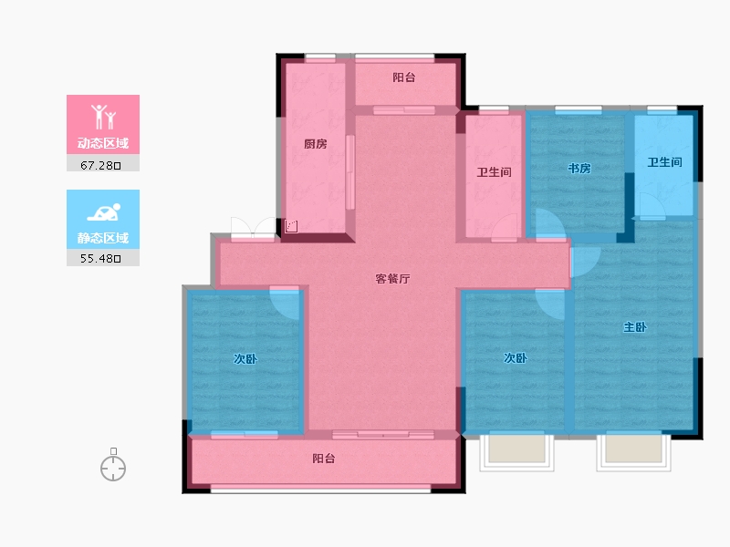 湖南省-长沙市-阳光城·翡丽云邸-108.80-户型库-动静分区