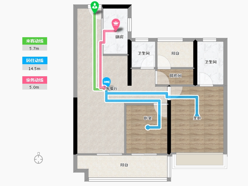 湖南省-长沙市-卓越伊景苑-84.00-户型库-动静线