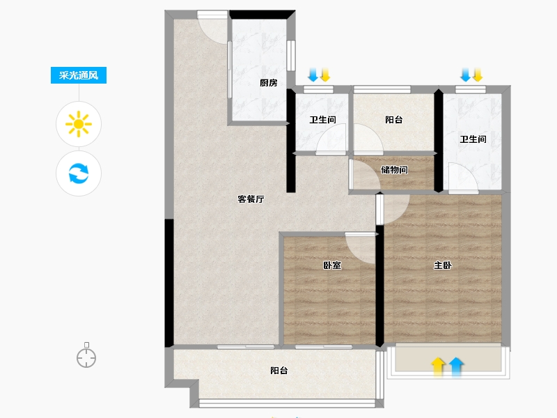 湖南省-长沙市-卓越伊景苑-84.00-户型库-采光通风