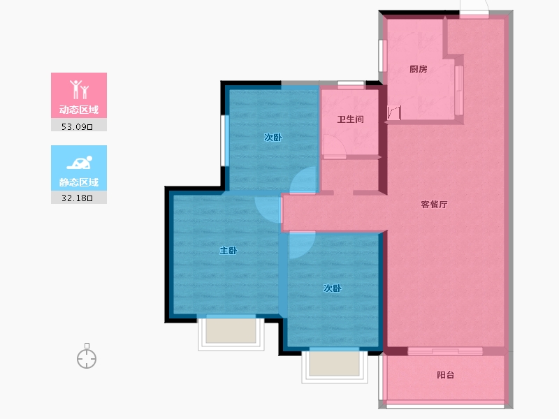 湖南省-长沙市-阳光城溪山悦-76.00-户型库-动静分区