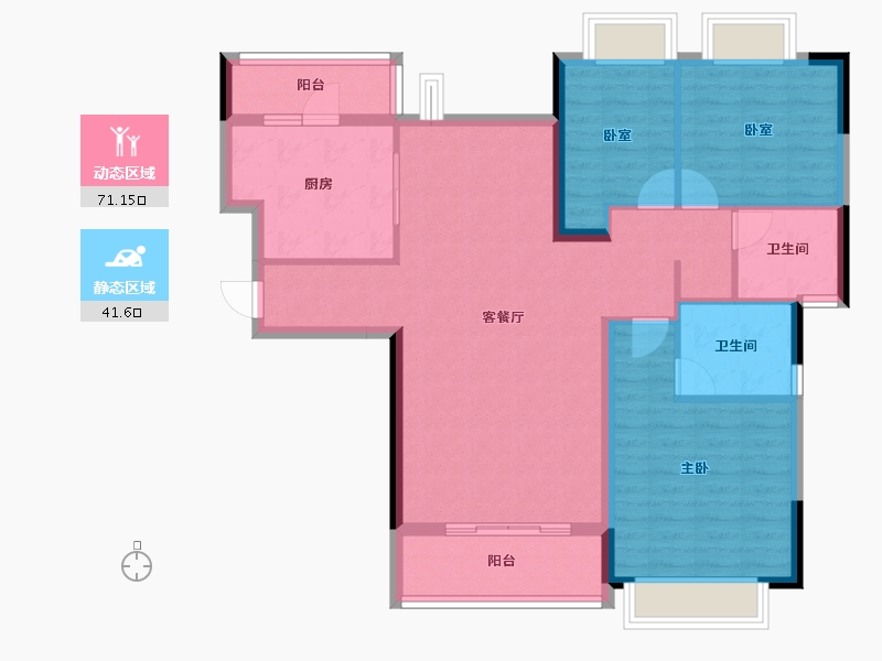 湖北省-武汉市-武汉恒大时代新城-101.51-户型库-动静分区