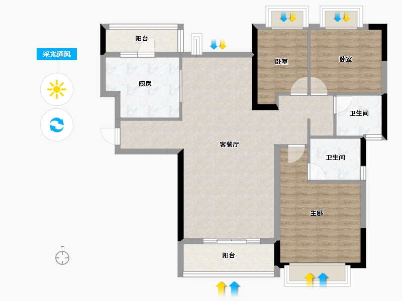 湖北省-武汉市-武汉恒大时代新城-101.51-户型库-采光通风