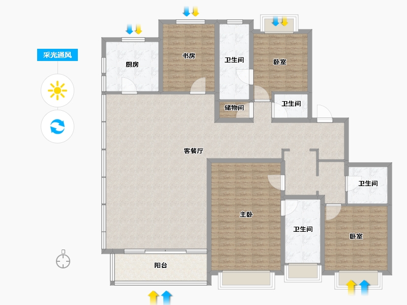 浙江省-温州市-万科翡翠天地-180.81-户型库-采光通风