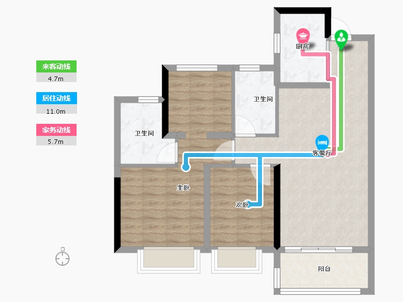 浙江省-宁波市-宝龙TOD奉甬新城-76.80-户型库-动静线