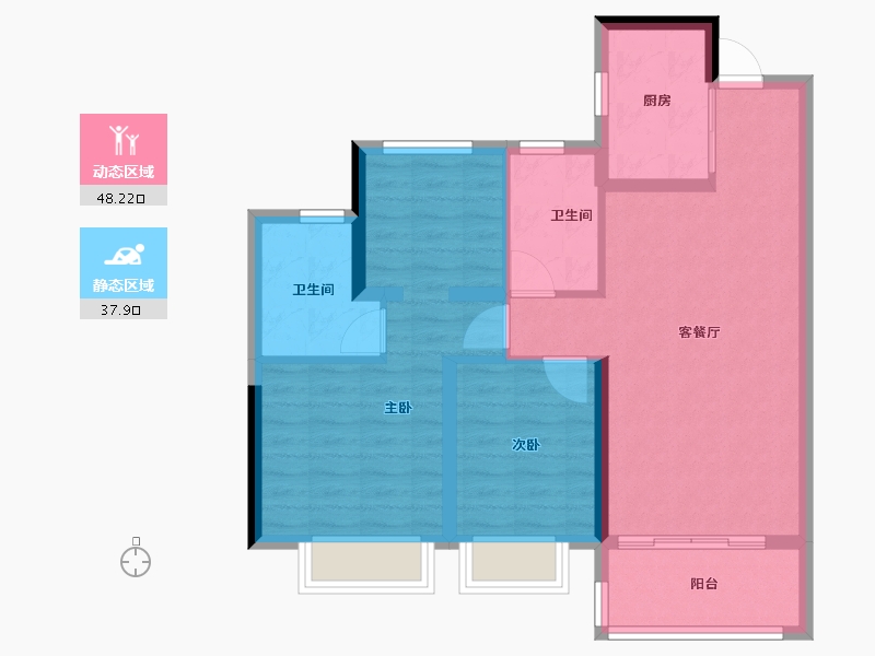 浙江省-宁波市-宝龙TOD奉甬新城-76.80-户型库-动静分区