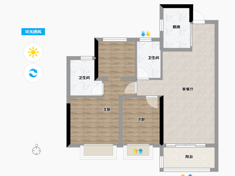 浙江省-宁波市-宝龙TOD奉甬新城-76.80-户型库-采光通风