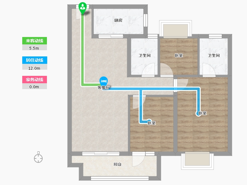 湖北省-武汉市-北辰金地漾时代-76.00-户型库-动静线