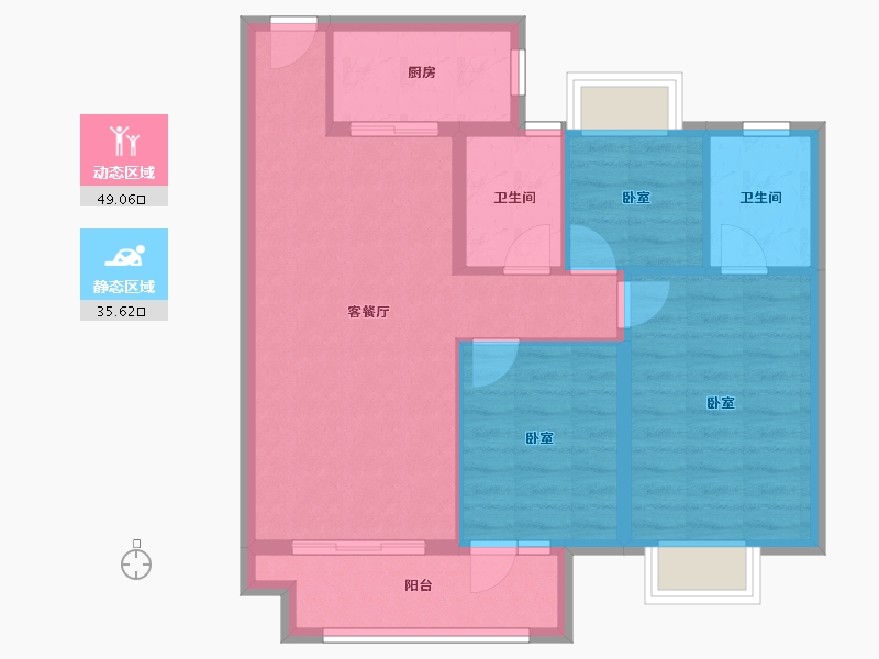 湖北省-武汉市-北辰金地漾时代-76.00-户型库-动静分区