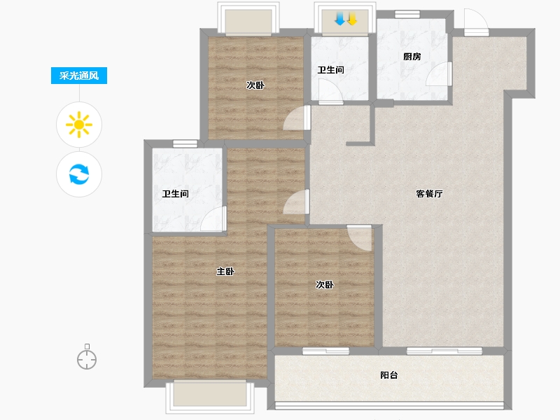 湖北省-武汉市-绿城金地凤起听澜-113.60-户型库-采光通风