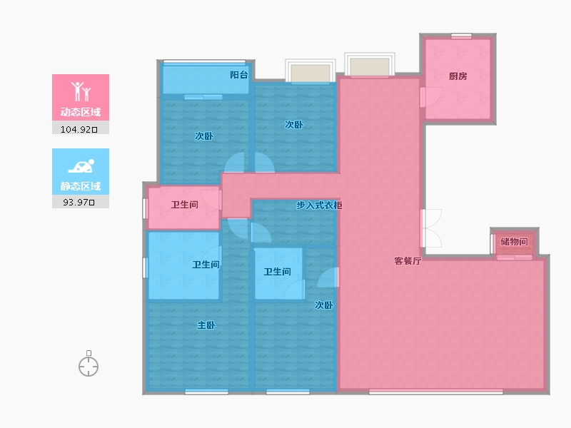 湖北省-武汉市-绿城金地凤起听澜-181.60-户型库-动静分区