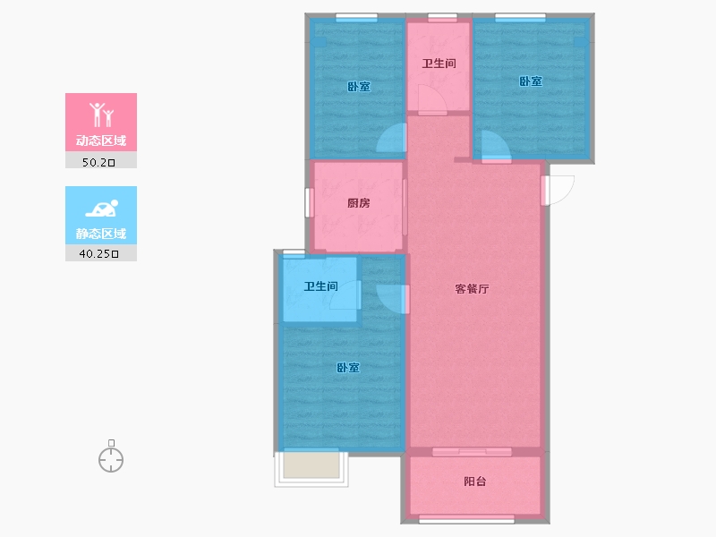 湖北省-武汉市-北辰金地漾时代-81.59-户型库-动静分区