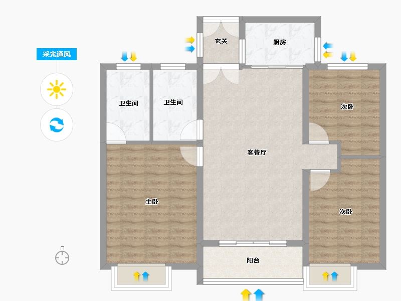 湖北省-武汉市-香澜公馆-89.67-户型库-采光通风