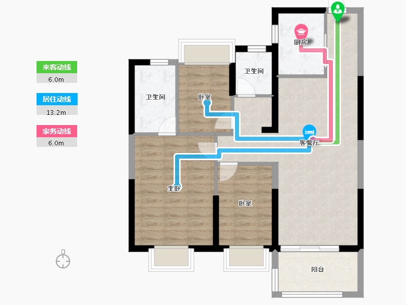 湖北省-武汉市-武汉恒大时代新城-80.00-户型库-动静线