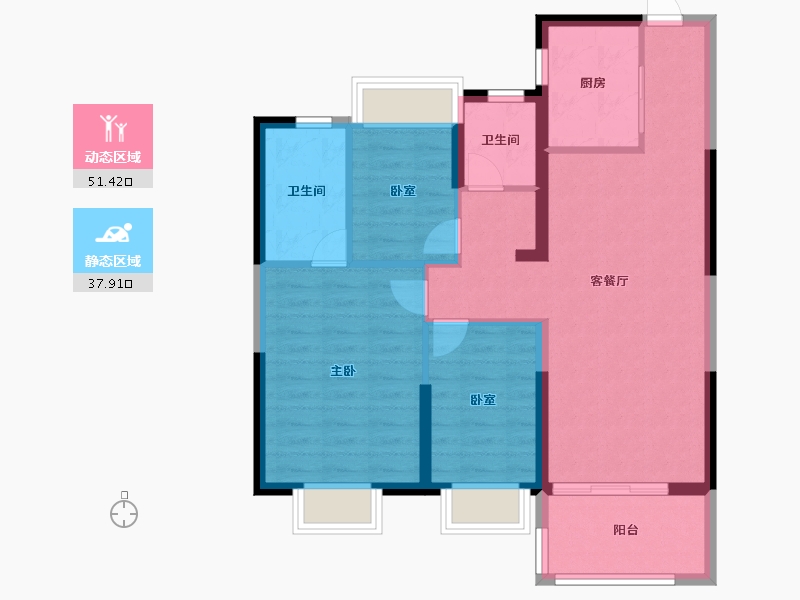 湖北省-武汉市-武汉恒大时代新城-80.00-户型库-动静分区