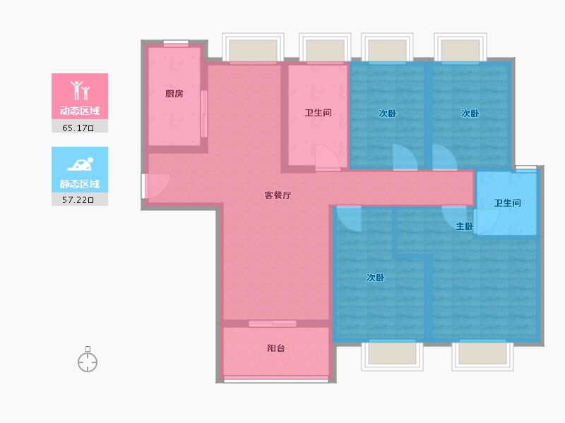 湖北省-武汉市-招商江山和樾-109.60-户型库-动静分区