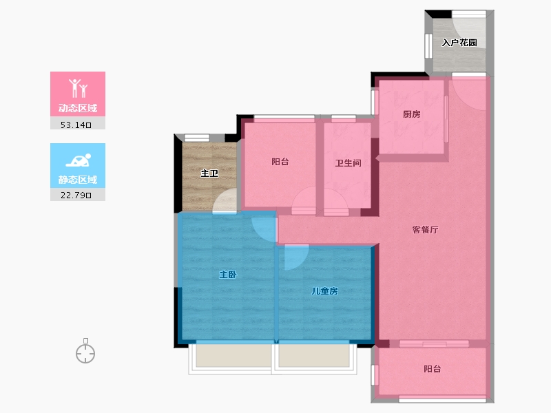 广东省-佛山市-正荣新希望金洲府-74.40-户型库-动静分区