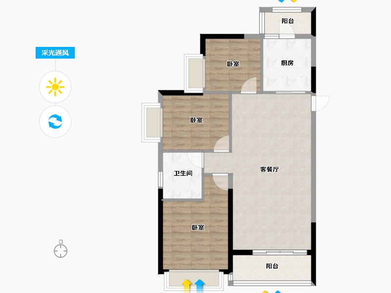 湖北省-武汉市-武汉恒大时代新城-85.30-户型库-采光通风