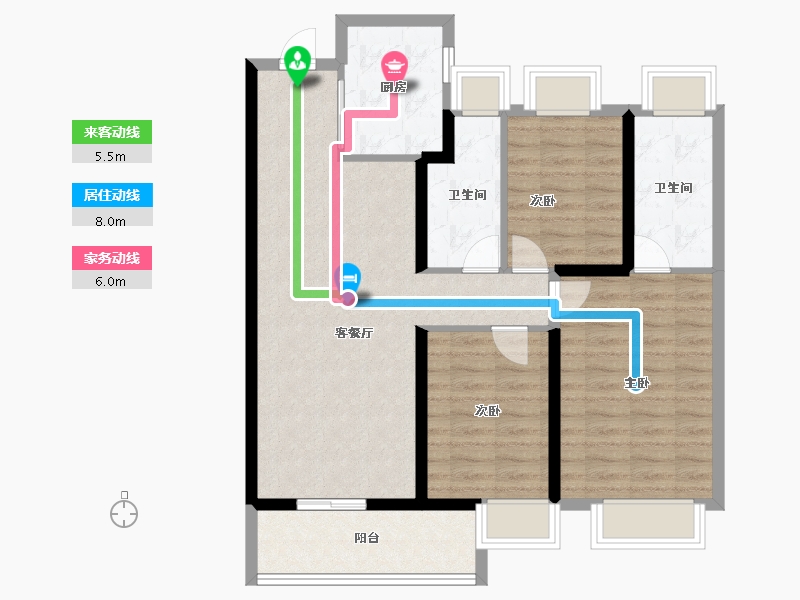 湖北省-武汉市-保利星河九洲-89.74-户型库-动静线