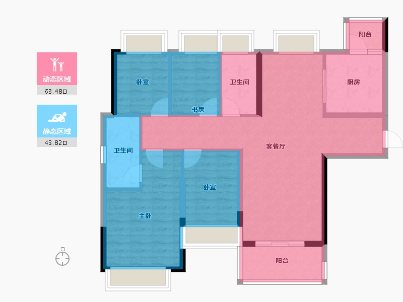 湖北省-武汉市-武汉恒大时代新城-96.00-户型库-动静分区