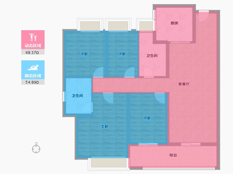 湖北省-武汉市-招商江山和樾-110.40-户型库-动静分区