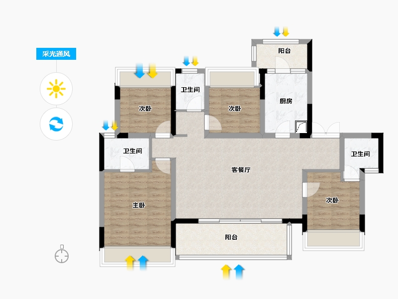 四川省-泸州市-佳乐世纪城·蓝博湾-109.00-户型库-采光通风