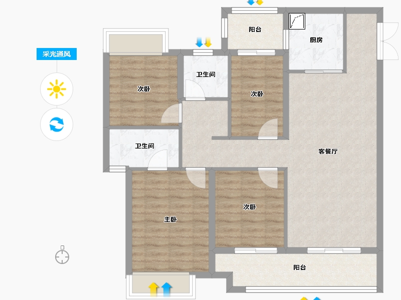 湖南省-长沙市-金地兰庭樾-110.00-户型库-采光通风