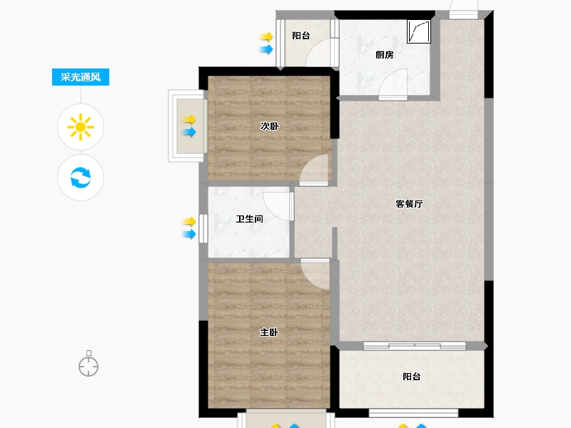 陕西省-汉中市-汉江新城-103.98-户型库-采光通风