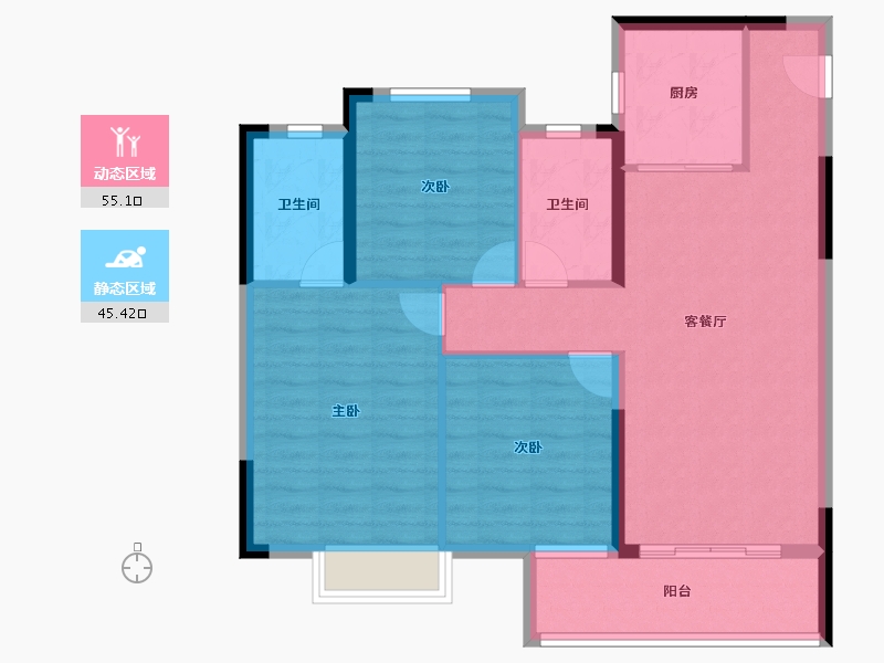 湖北省-武汉市-前川中梁首府-90.67-户型库-动静分区