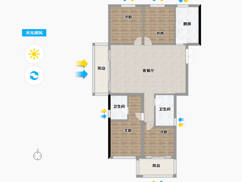 湖南省-长沙市-高峰·璟麟府-122.98-户型库-采光通风