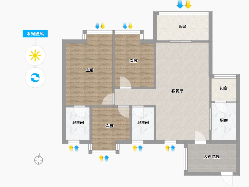 广东省-佛山市-东海国际-2区-80.29-户型库-采光通风